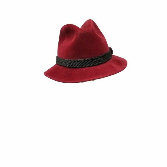 Dobbs Fifth Avenue Mens Fedora Hat Hunter Mountain Vintage Red Black 6 3/4 - Picture 1 of 11